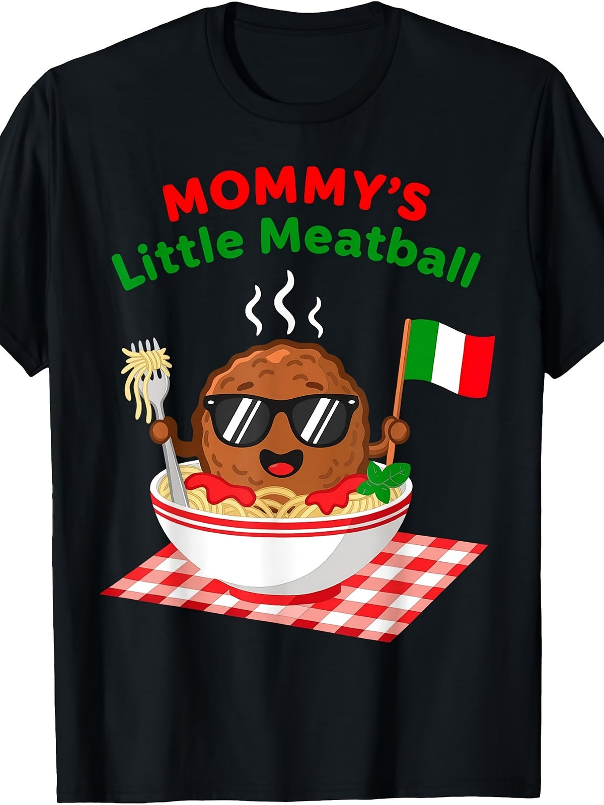 Mommy'S Little Meatball Italian Flag Mommy'S Moms T-Shirt