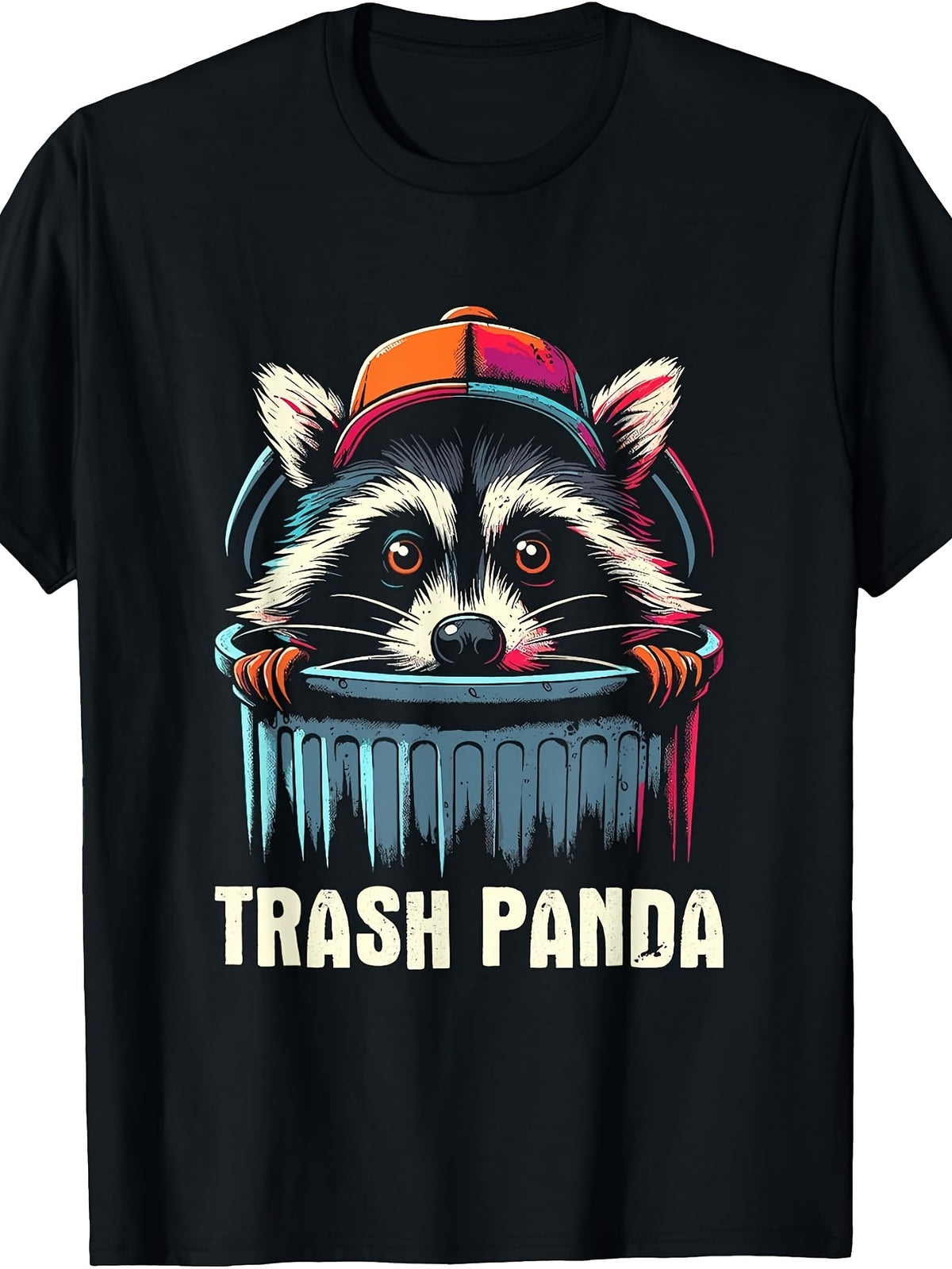 Men'S And Women'S T-Shirt, Funny Trash Panda Raccoon in Trash Can Graphic Tee, Casual Summer Streetwear