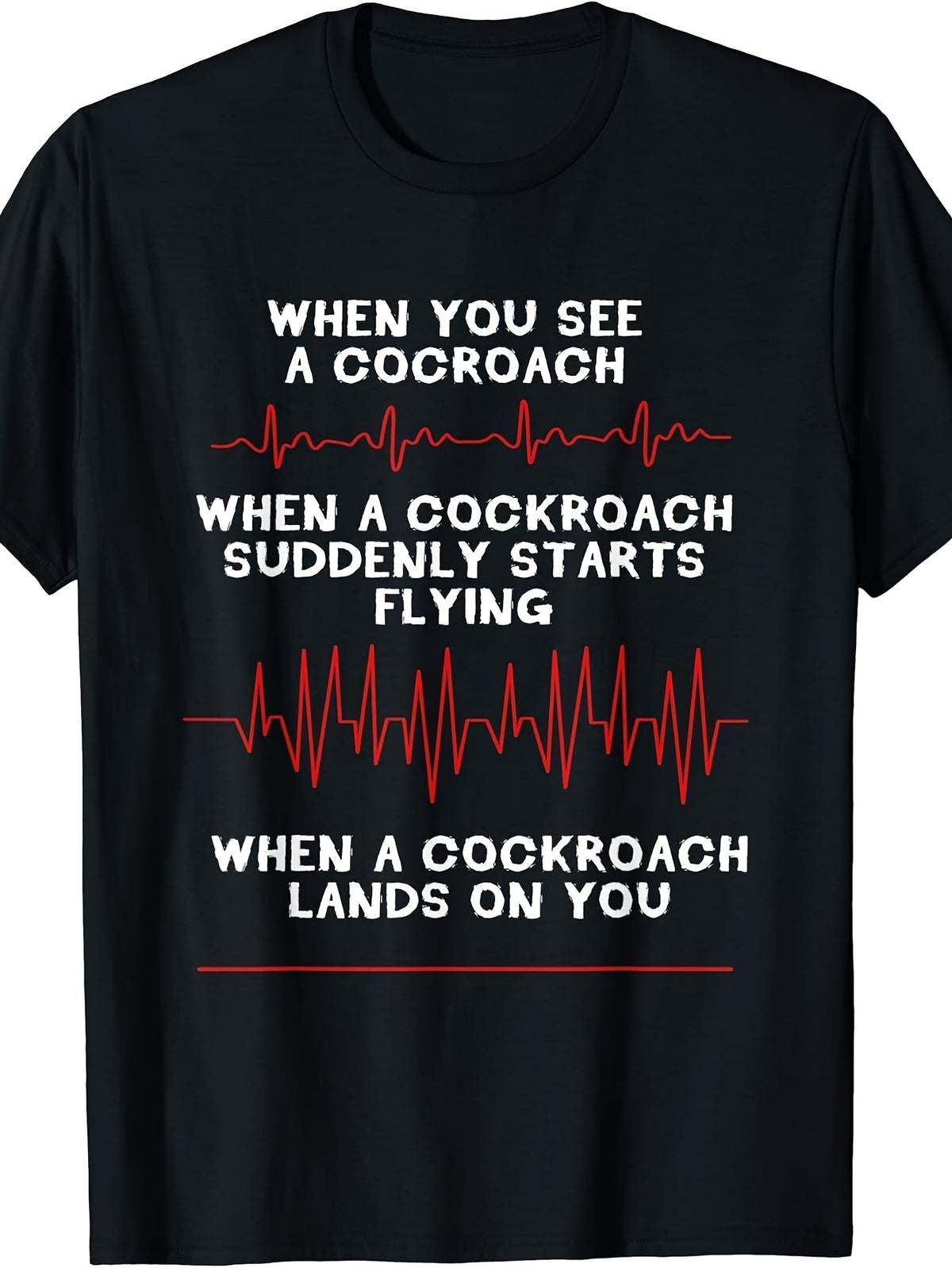 Men's & Women's Funny Cockroach Heartbeat Quote T-Shirt - Retro Humorous Roach Graphic Tee, Round Neck Casual Summer Wear Suitable for Parties, Everyday Outfits - Machine Washable Novelty Apparel