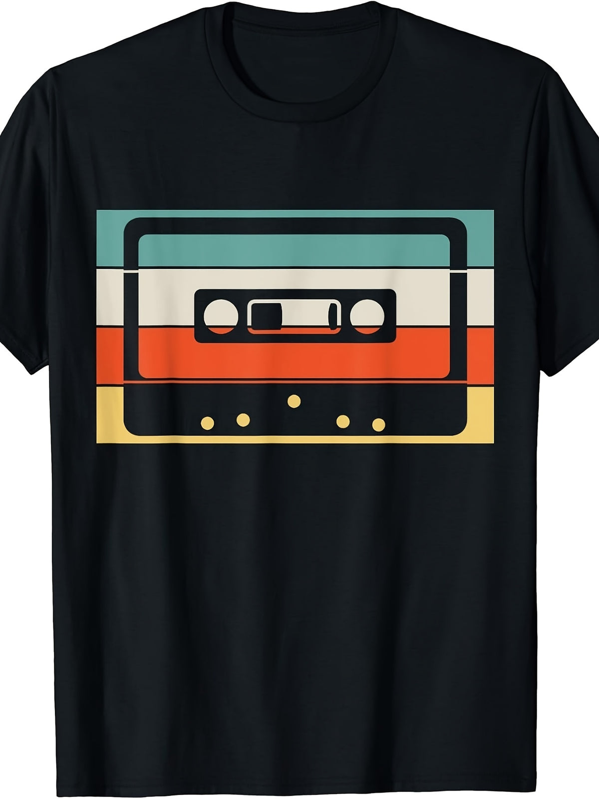 Retro Vintage Style, Men'S And Women'S T-Shirt, Colorful Cassette Tape Graphic Design, Casual Daily Wear Summer Spring Autumn